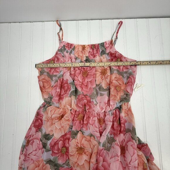 Altar’d State Tiered Maxi Floral Pink Dress Size Large NWT Coquette Slit Flowy - Picture 13 of 16